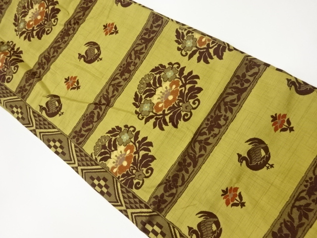 JAPANESE KIMONO / VINTAGE NAGOYA OBI / WOVEN PHOENIX & FLOWER CREST